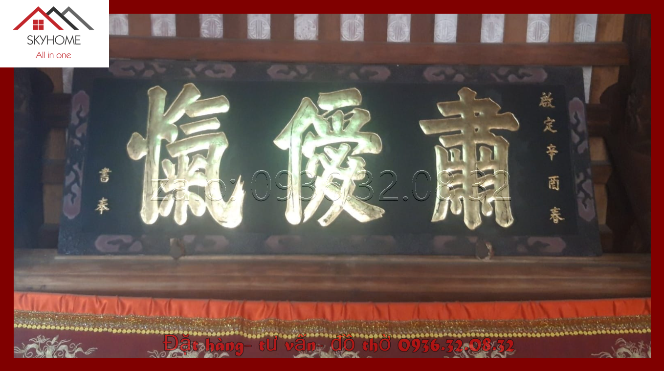 Hoành phi gỗ phòng thờ chữ Túc ái khái